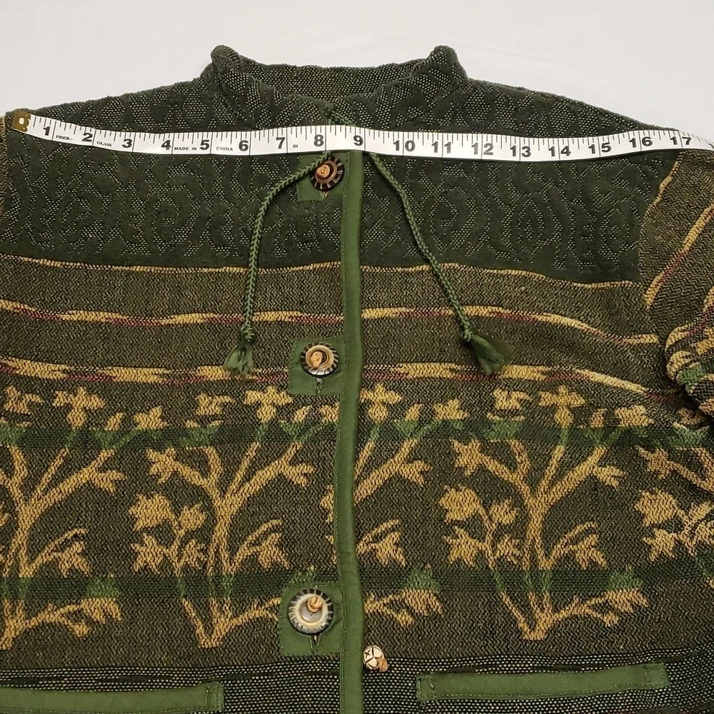 Vintage Dark Floral Jacket Size S Buttons Tapestry Forest Fairy Goblincore Boho - Picture 11 of 11
